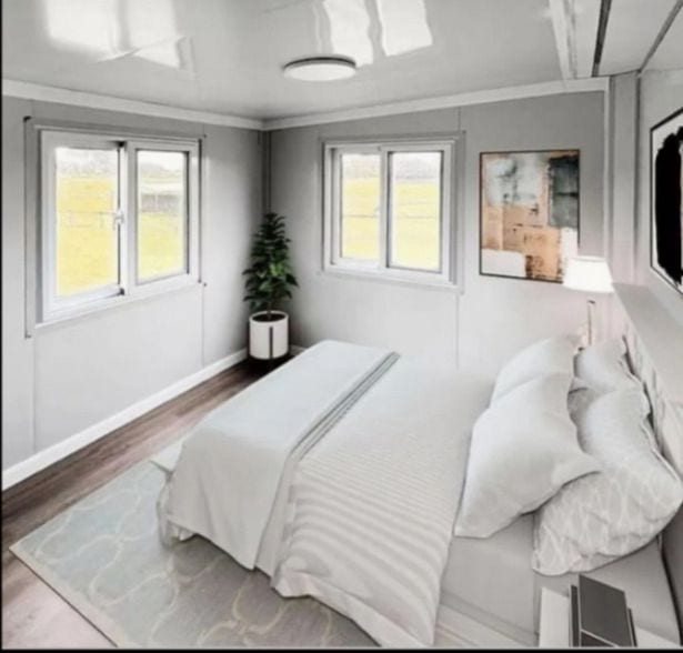 Dormitorio terminado, con ventanas de vidrio DVH